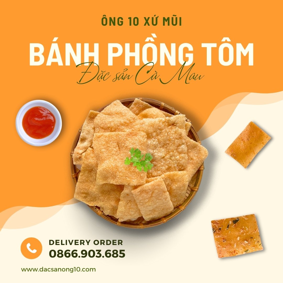 Bánh phồng tôm Cà Mau Ông 10 Xứ Mũi chính gốc