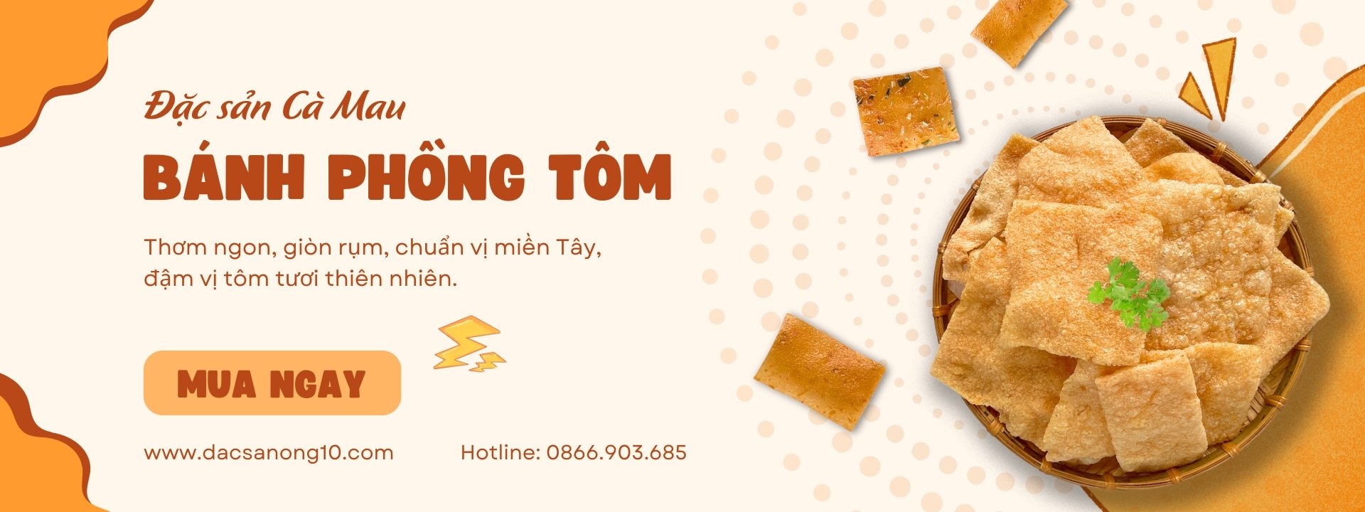 Quà biếu bánh phồng tôm Cà Mau Ông 10 – sang trọng, ý nghĩa